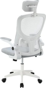 Ergonomikus irodai szék deréktámasszal, fejtámlával, szürke