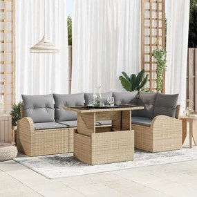 Kerti Kanapé Szett 6 pcs bézs és világosszürke 100 x 55 x 73 cm