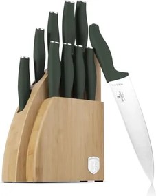 BerlingerHaus 10 részes késkészlet bambusz állvánnyal Matte Green Collection BH/3123
