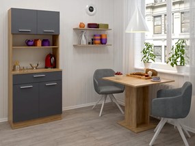 Négyajtós szekrény, artisan tölgy/grafit, DOMIS NEW