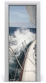 Ajtóposzter öntapadós Yacht a tengeren 75x205 cm