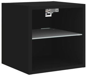 2 db fekete fali TV-szekrény LED-világítással 30 x 28,5 x 30 cm