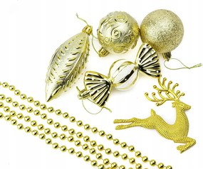 Arany karácsonyfadíszek, 25 darabos szett