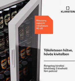 Klarstein Beersafe 74 Slim, hűtőszekrény, 74 liter, 3 polc, panorámás üvegajtó