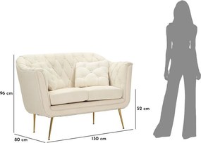 Krémszínű bársony kanapé 130 cm Budapest – Mauro Ferretti