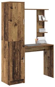 Tárolóval rendelkező íróasztal polcokkal ajtóval 2 pcs Öreg fa