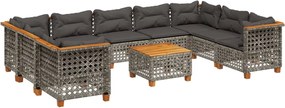 vidaXL 10 részes szürke polyrattan kerti ülőgarnitúra párnákkal