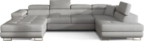 Világosszürke kinyitható-tárolóhelyes sarokkanapé (jobb oldali-U alakú) Rodrigo – ELTAP