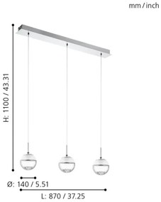 EGLO 93784 - MONTEFIO 1 függeszték 3xLED/5W