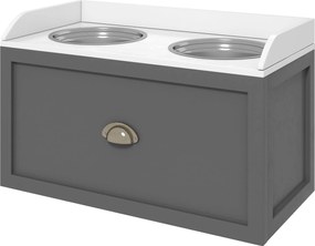 PawHut Kutyatál, 2 x 2L Etetőtál, Emelt Etetőtál Fiókkal, Rozsdamentes Acél Tál, Etető Állomás Nagy Kutyák Számára, Szürke | Aosom