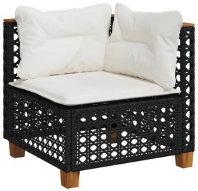 vidaXL fekete polyrattan kerti sarokkanapé párnával