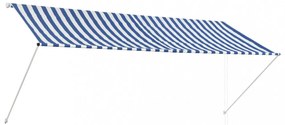 feltekerhető kék és fehér napellenző 300 x 150 cm
