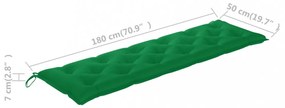 zöld oxford szövet kerti padpárna 180 x 50 x 7 cm