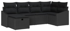 vidaXL Kanapé Szett párnával tárolóval 6 pcs Fekete polirattan