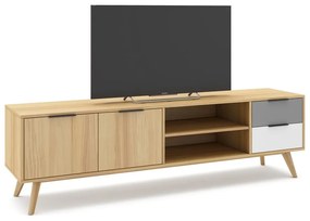 Natúr színű borovi fenyő TV-állvány 180x53 cm Elfa – Marckeric