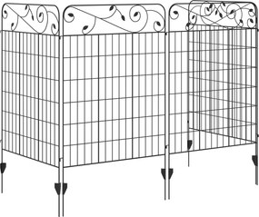 Outsunny 4 részes Kerti Kerítés 3,52 x 1,1 m Dekoratív Rács Kerítés Huzal Háló Kerthez, Erkélyhez, Fém, Fekete | Aosom