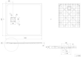 Erga Hyper, SMC zuhanytálca 100x90x2,6 cm + szifon, fekete matt, ERG-V06-SMC-9010S-BK
