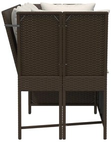 Barna polyrattan kerti kanapé párnákkal