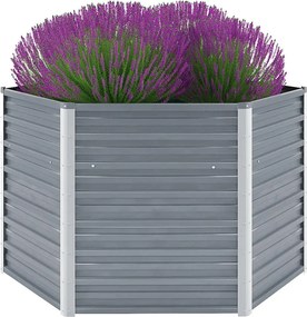 vidaXL szürke horganyzott acél kerti magaságyás 129 x 129 x 77 cm