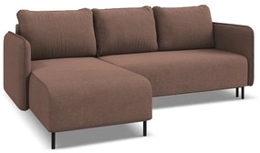 Rózsaszín kinyitható-tárolóhelyes sarokkanapé (bal oldali) Luana – Makamii