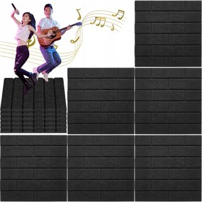 Tégla Mintás Akusztikus Panelek Öntapadós Fekete Hangstúdió