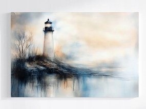 Poszter Tájkép Víz Part Tenger Világítótorony Köd 120x80