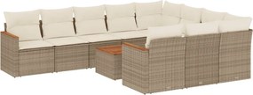 vidaXL 11 részes bézs polyrattan kerti ülőgarnitúra párnákkal