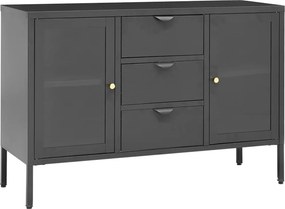 vidaXL antracitszürke acél és edzett üveg tálalószekrény 105x35x70 cm