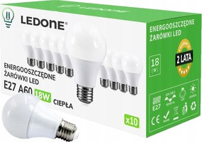 10x Led izzó E27 A60 18W fehér szín Meleg Prémium Led szett