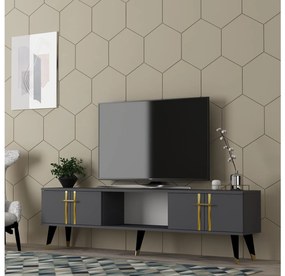TV asztal/szekrény Pebine 2 (antracit + arany) . Akció -22%. 1095305