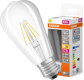 Led izzó ST64 Edison E27 5.8W 60W 2700K CRI90 Filament Tompítható Osram