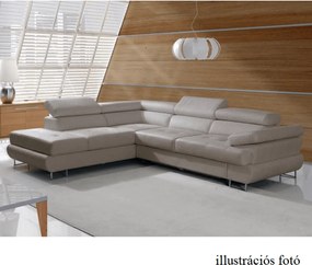 Ülőgarnitúra tárolóhellyel, világosbarna melír, szövet, balos, BUTON R