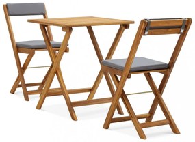 3 darabos összecsukható tömör akácfa bisztrószett párnákkal
