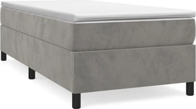 vidaXL világosszürke bársony rugós ágy matraccal 90x190 cm