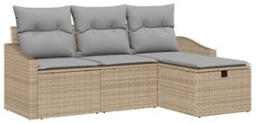 vidaXL Kanapé Szett párnával tárolóval 4 pcs Bézs polirattan