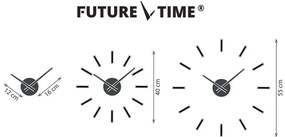 Future Time FT9400BK Modular black Dizájner öntapadó óra, átmérő: 40 cm