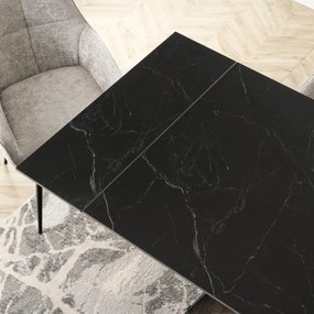 Kihúzható kerámia étkezőasztal 160–220 cm méretben, fekete márvány/fekete színben DEVON