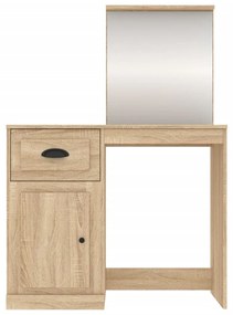 sonoma tölgy színű szerelt fa tükrös pipereasztal 90x50x132,5cm
