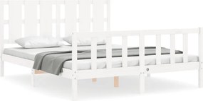 vidaXL fehér tömör fa ágykeret fejtámlával King Size