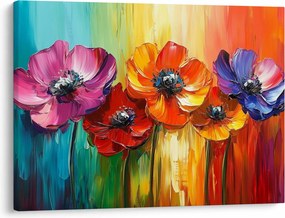 Kép - Öt színes virág (70x50 cm)