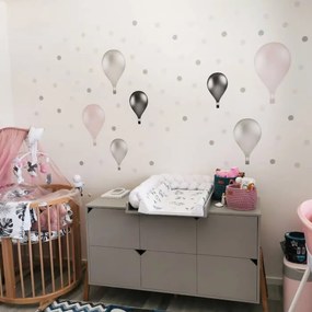 INSPIO Falmatrica gyerekszobába - Rózsaszín, szürke hőlégballonok