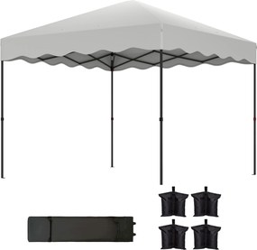 Outsunny Összecsukható Pop-up Pavilon 3x3 m UV 50+ Védelmet Nyújtó Összecsukható Napernyő Állítható Magassággal Homokzsákkal és Kerekes Táskával Kempi
