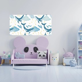 PIPPER. Öntapadós textiltapéta "Bálnák az égen"