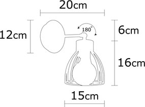 Kemah N-1238 fekete-bronz fém falilámpa