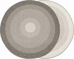 Kültéri Szőnyeg Kerek Terasz Kétoldalas Zsinóros Szürke átm. 140 cm