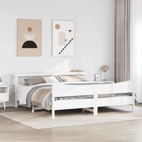 fehér tömör fenyőfa ágykeret fejtámlával 180 x 200 cm