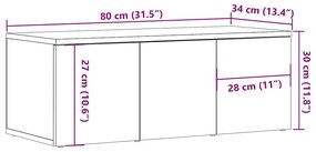 kézműves tölgy színű szerelt fa TV-szekrény 80x34x30 cm