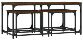 vidaXL 3 db barna tölgyszínű szerelt fa rakásolható dohányzóasztal