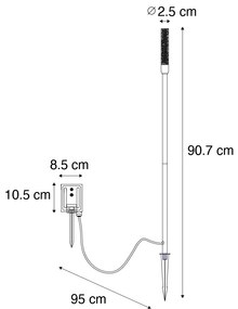 Kültéri állólámpa fekete, újratölthető LED-del és napelemmel - Barry