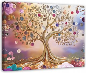 Vászonkép Fa Absztrakt Virágok Nappali Hálószoba Konyha Vászon 120x80